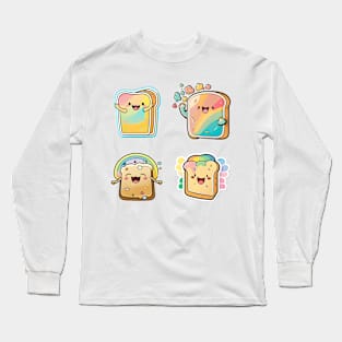 Cute happy colorfull kawaii toast Long Sleeve T-Shirt